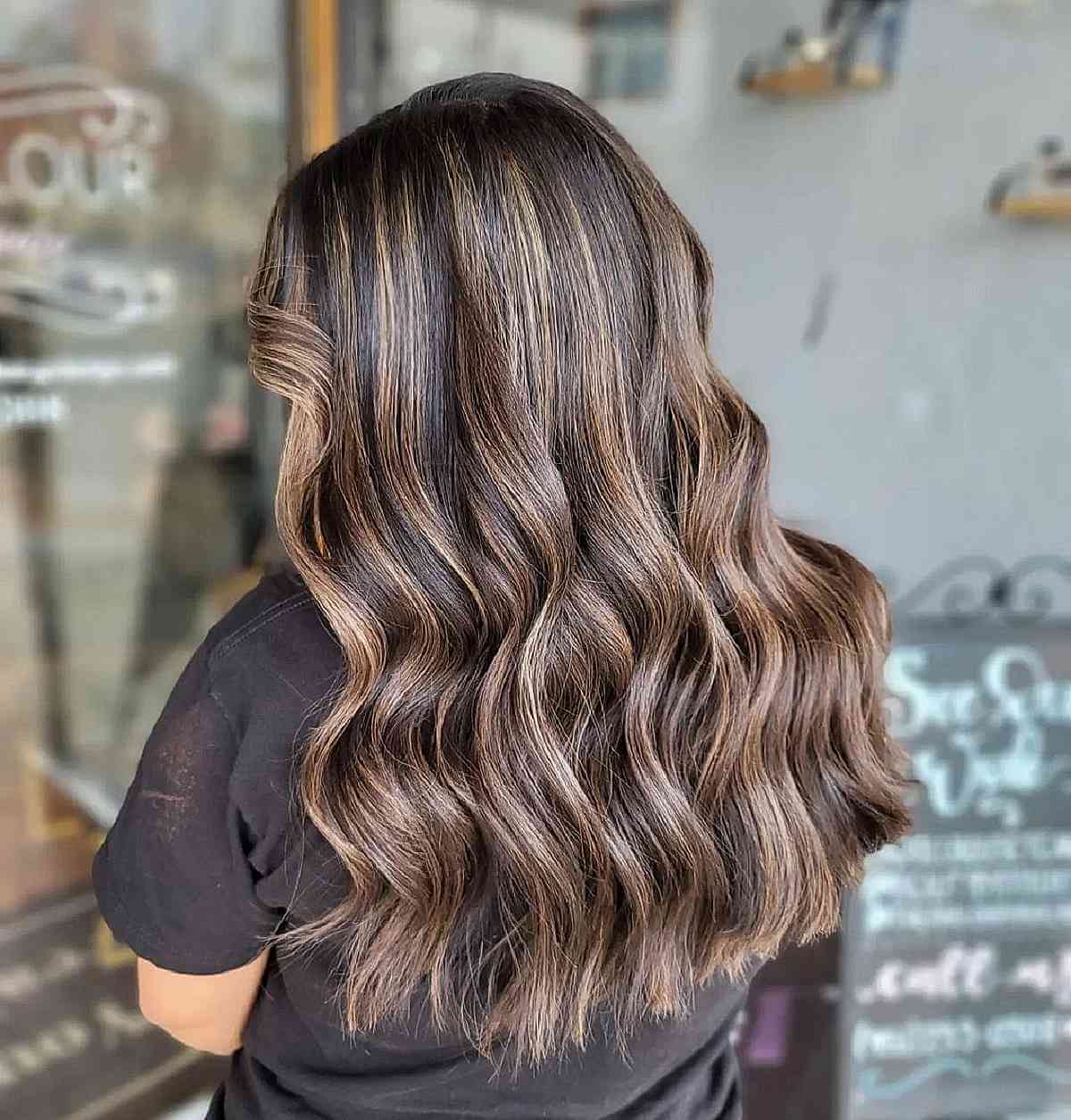 Mushroom Brown Balayage on Dark Brown Hair