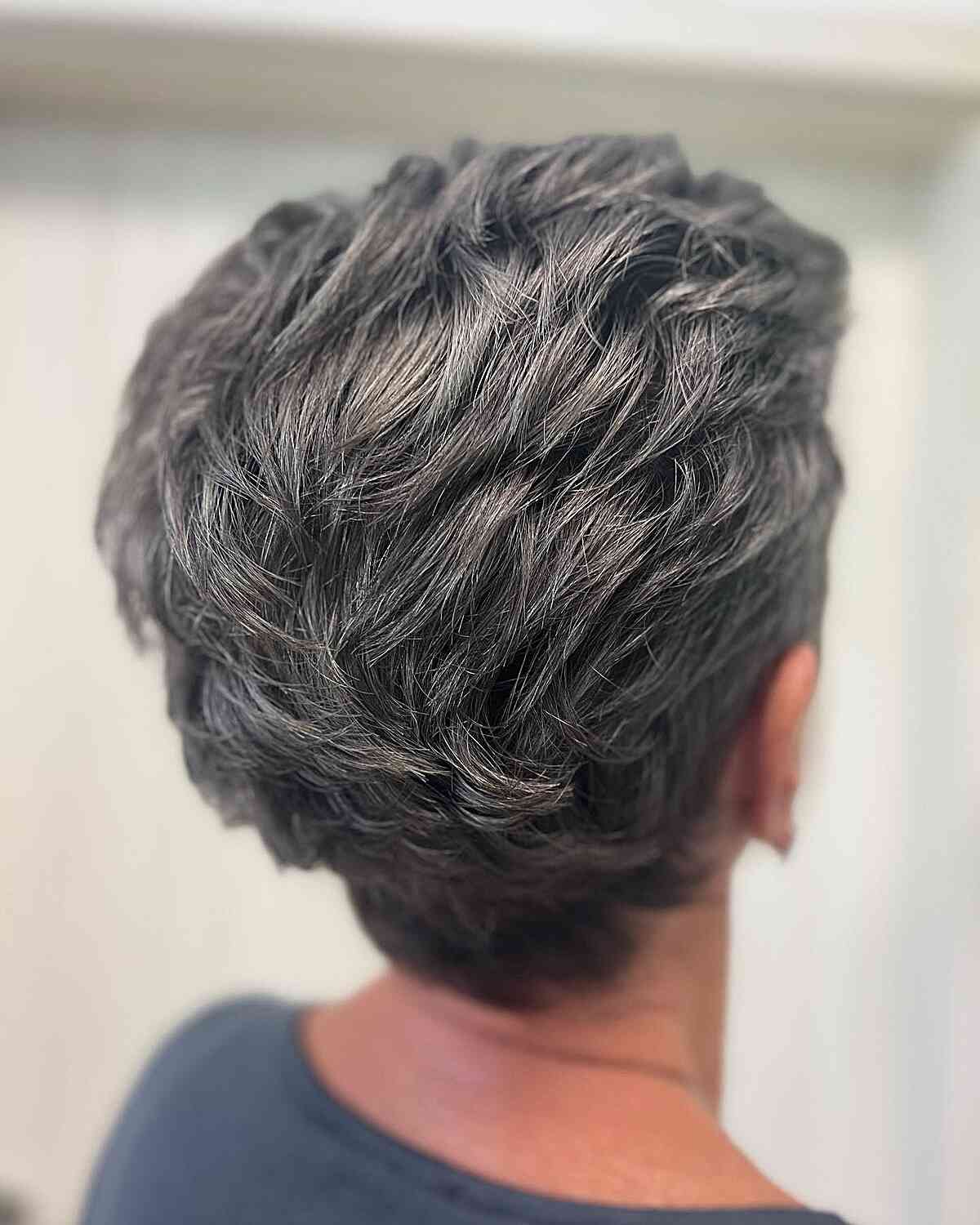 Old Ladies Metallic Dark Grey for Very Short Layered Pixie