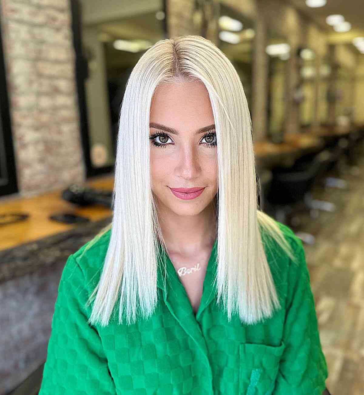 Pale Light Blonde Straight Haircut