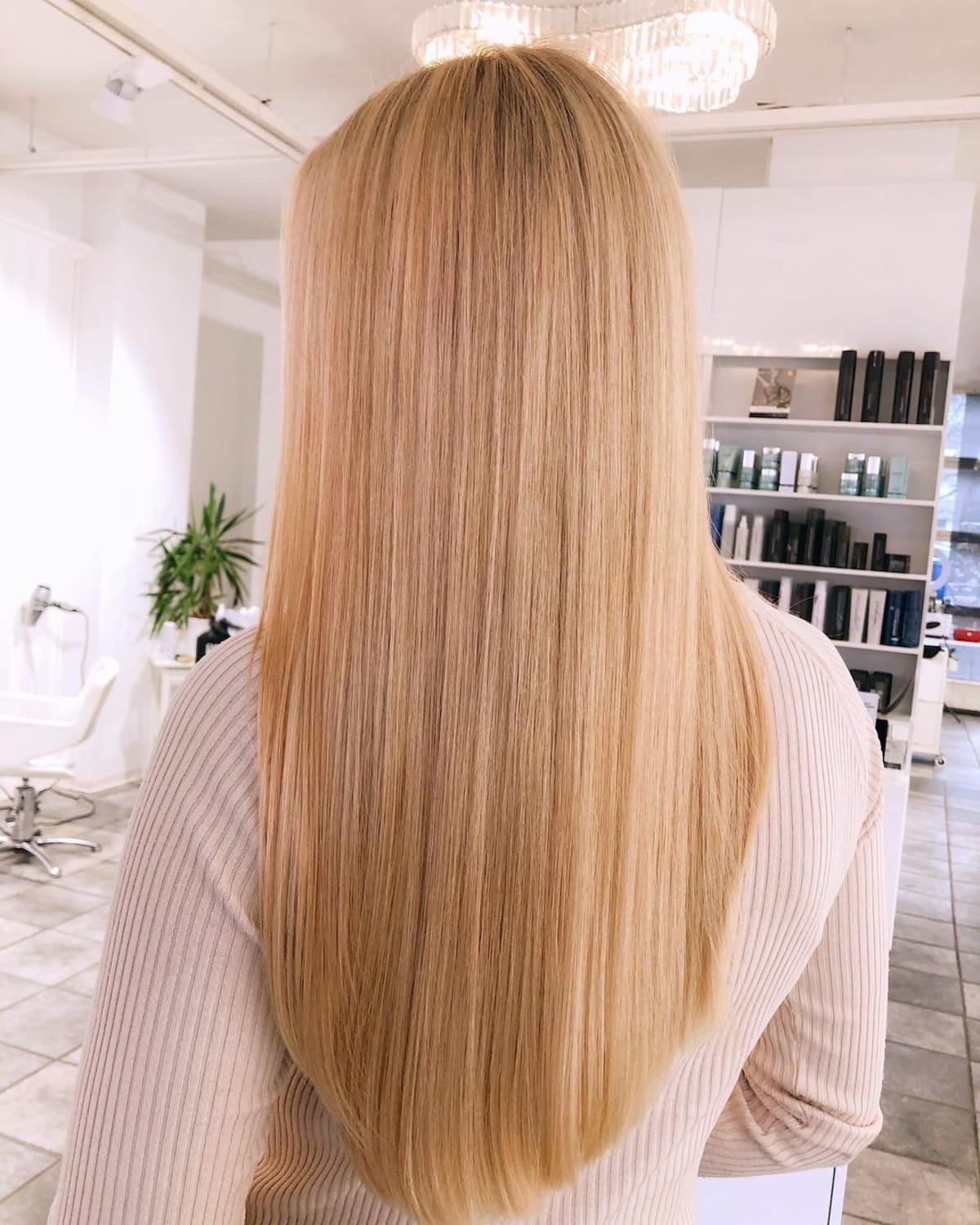 Peachy blonde hair color