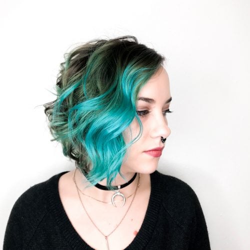 Teal and Black Asymmetrical Cut