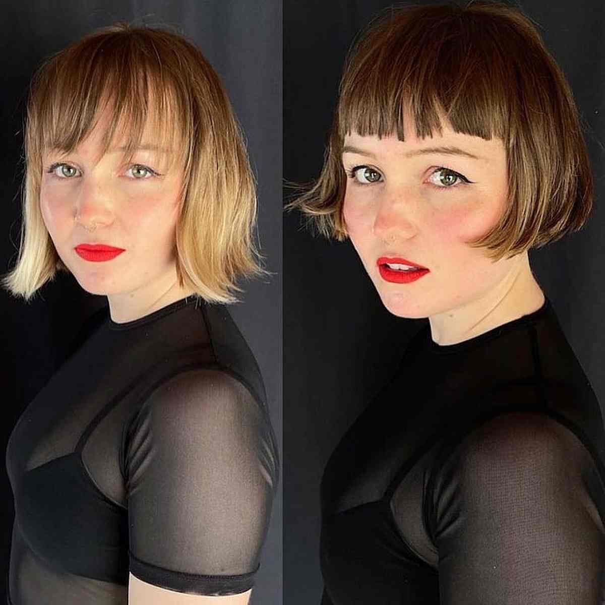 Razor Cut Bob with a Fringe at Ear-Length