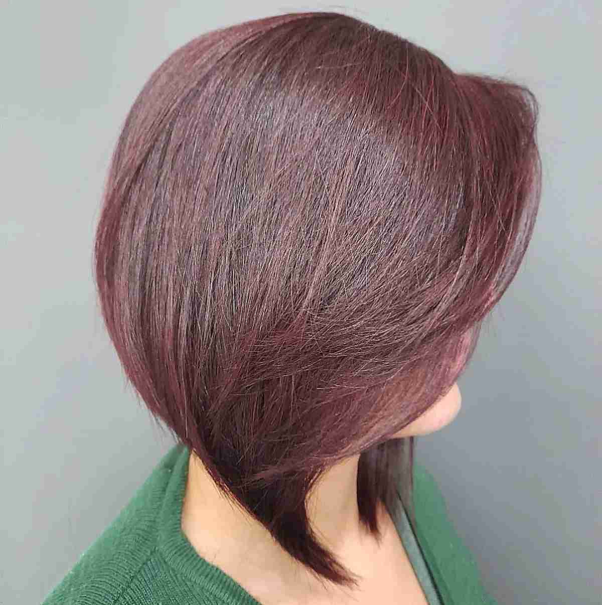 Reddish Purple Inverted Bob Cut