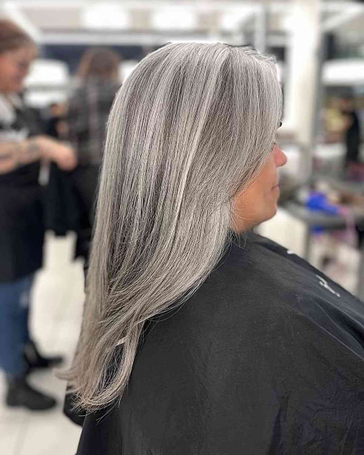 Salt-and-Pepper Medium to Long Hair for Grandmas