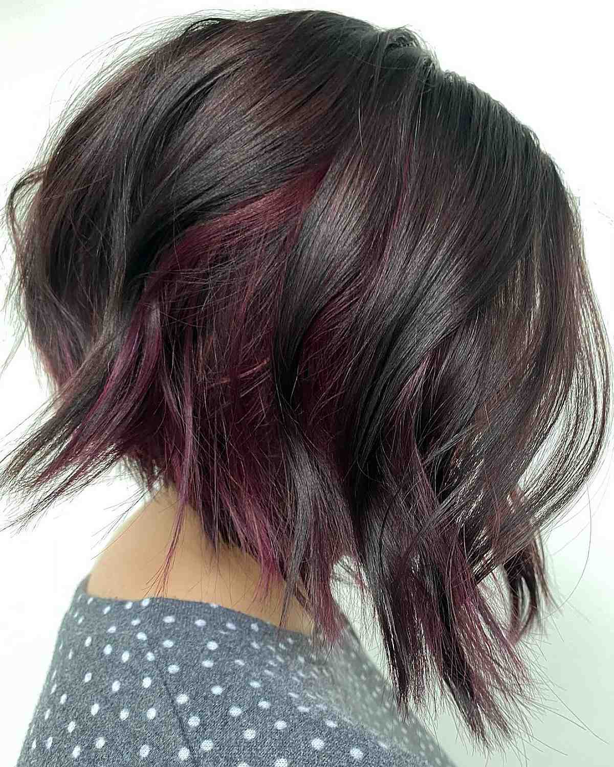 sassy purple a-line bob for thin hair