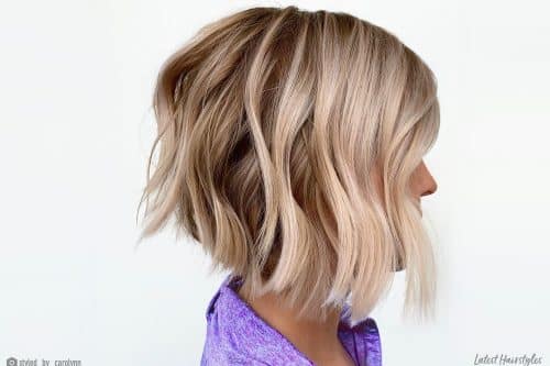 Popular short angled bob haircut