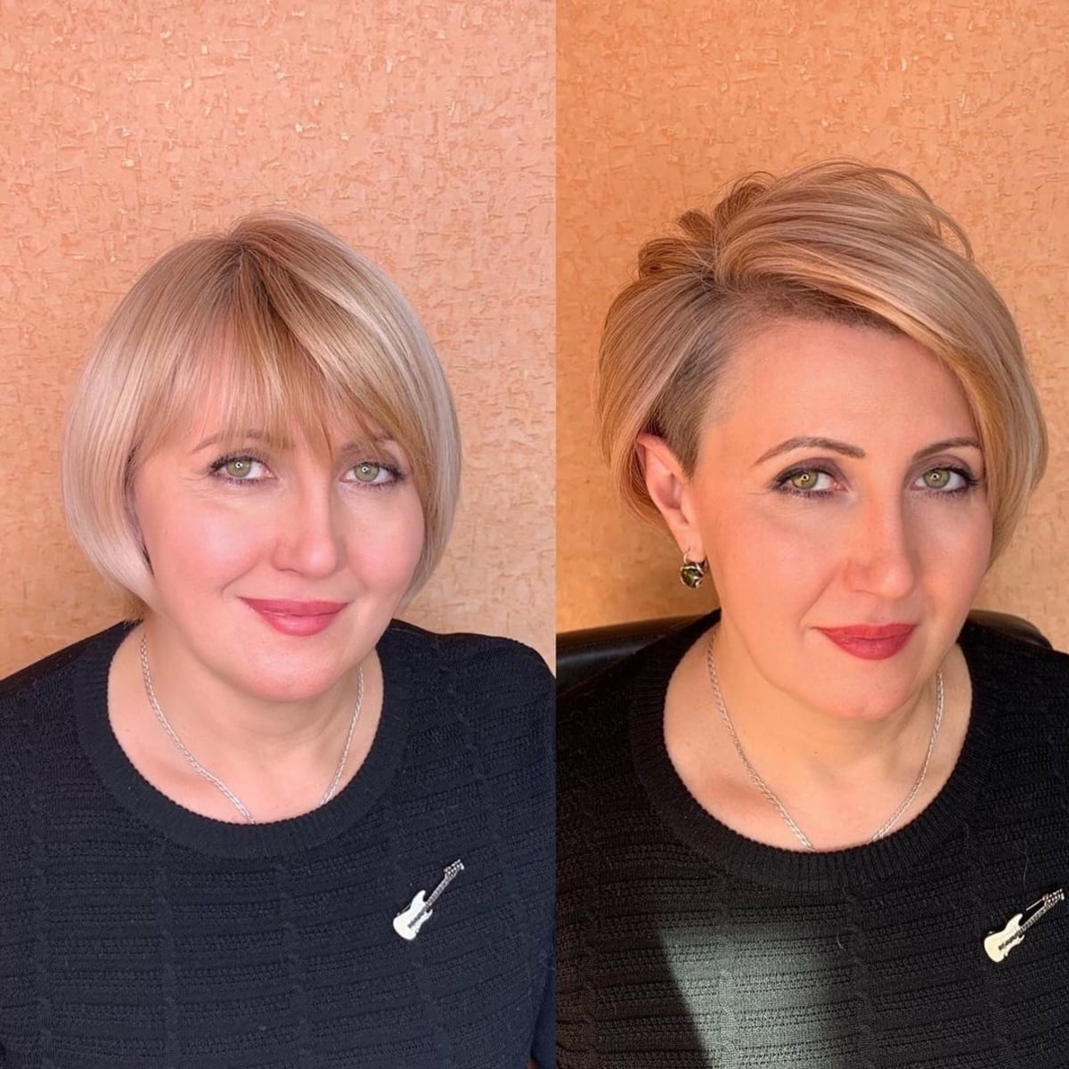 Short asymmetrical undercut for older women