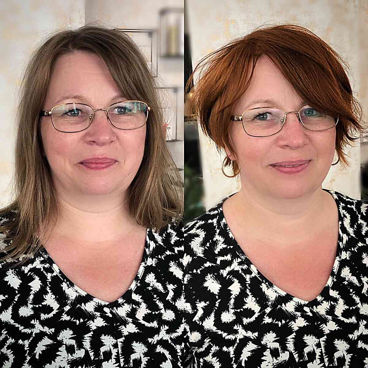 Short Auburn Bob Makeover for Ladies Over 40