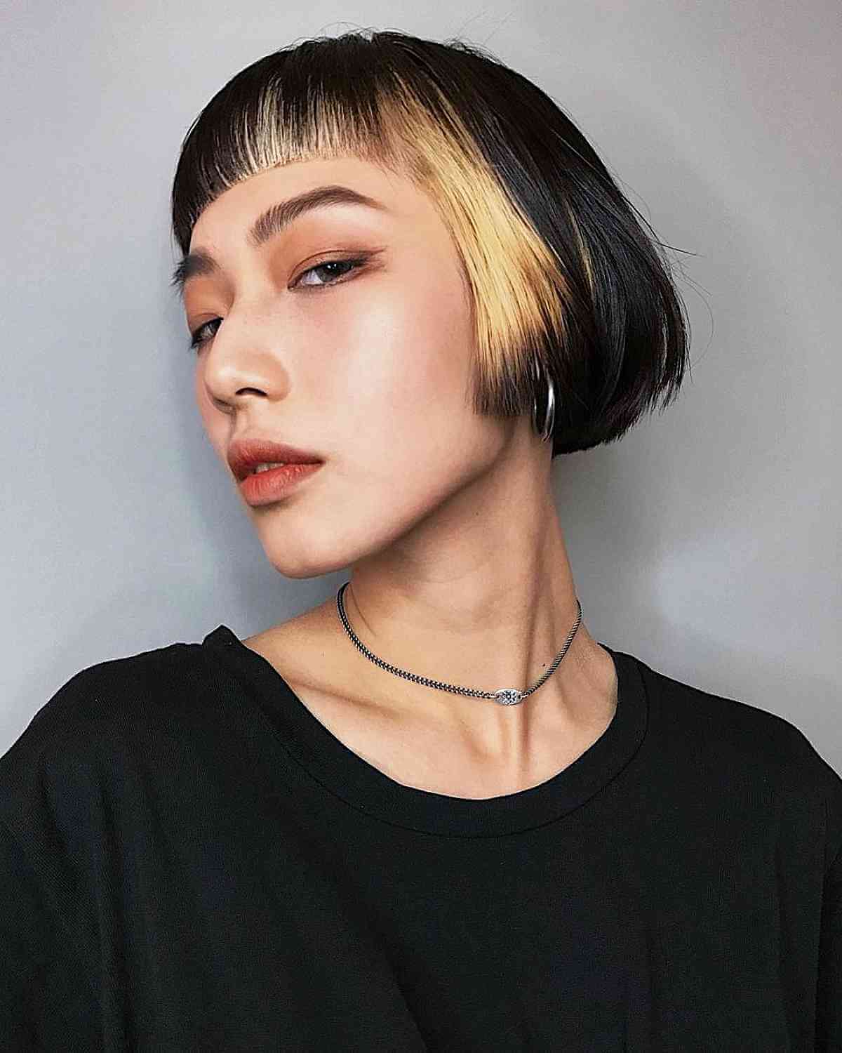 Short Ear-Length Boxed Bob with Micro Bangs