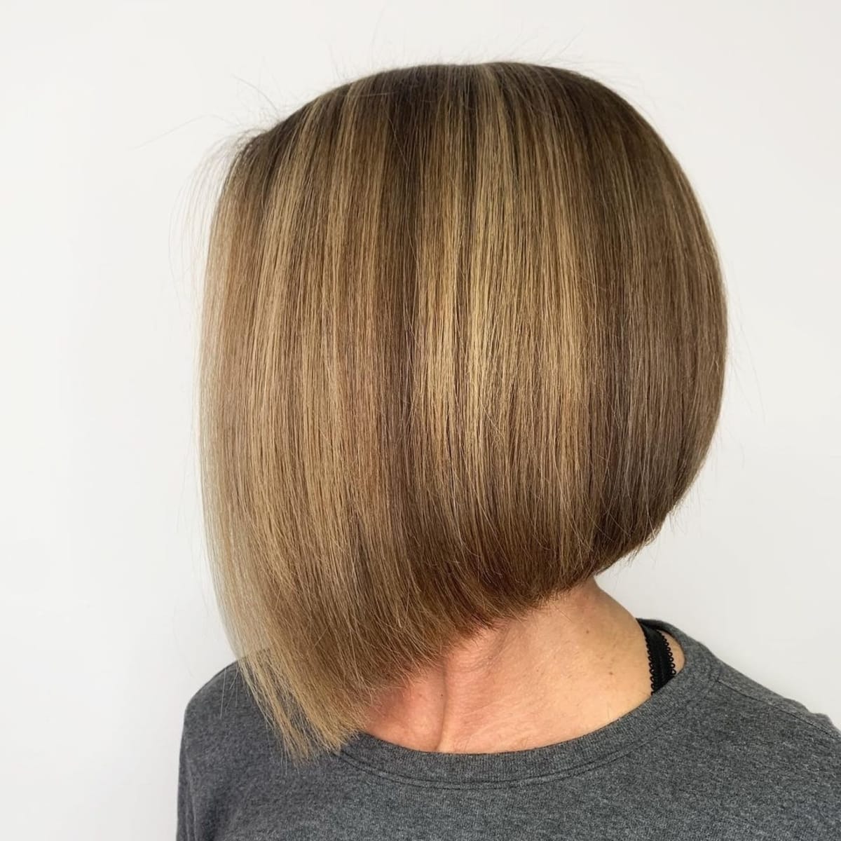 Sleek short inverted bronde bob