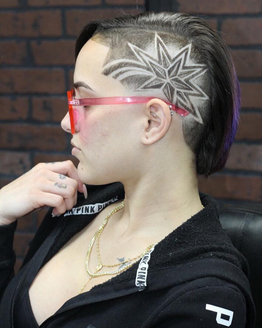 Side Part Undercut with Star Design for Rocker-Chic Women