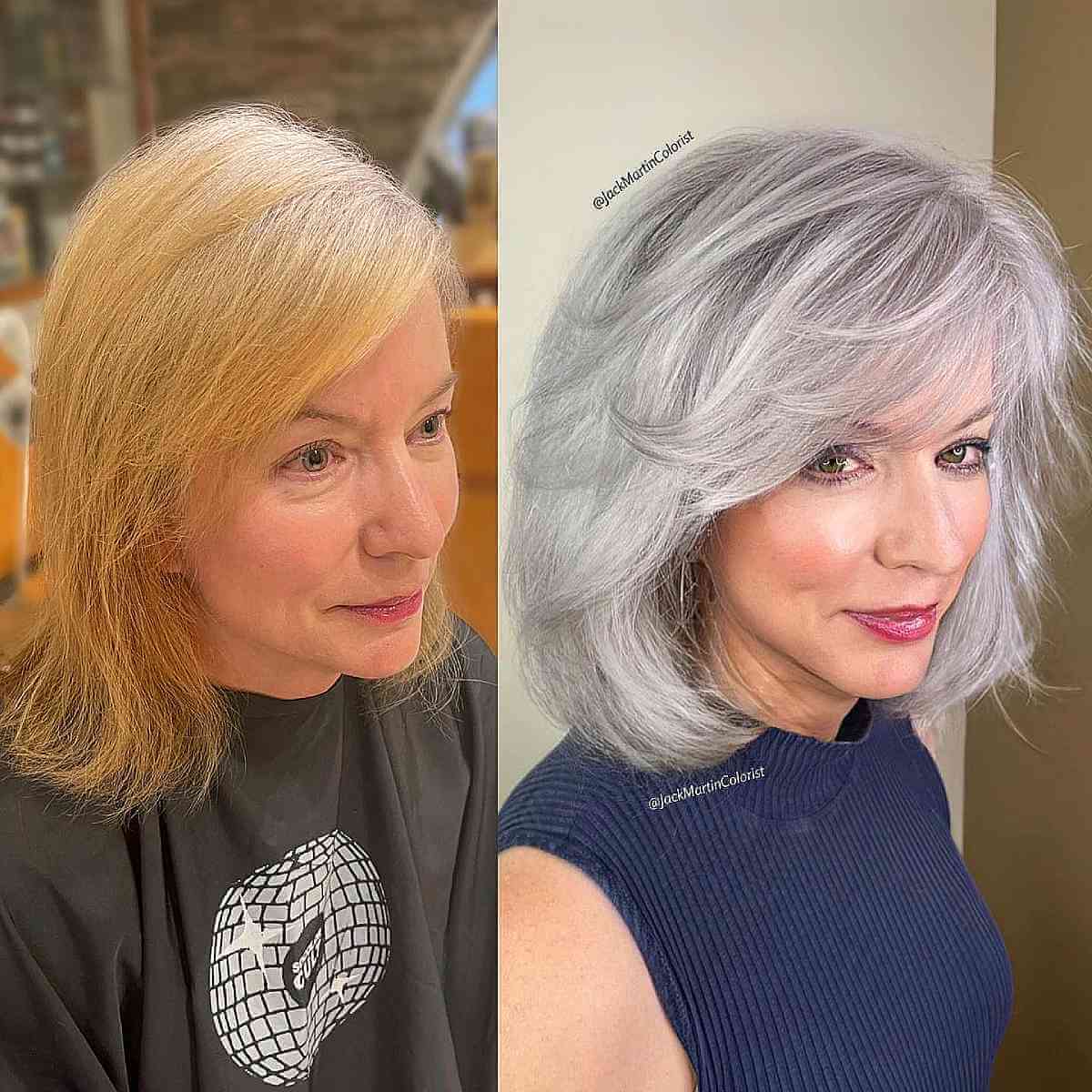 Fabulous Silver Layered Bob for Fine Hair