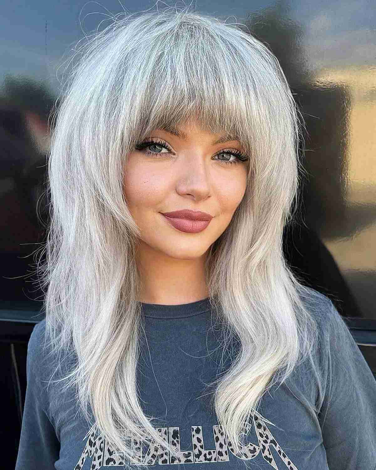 Silver Shaggy Cut for Thick Hair