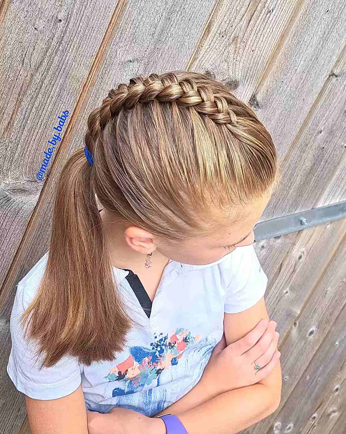 Single Dutch Braid into Low Pony