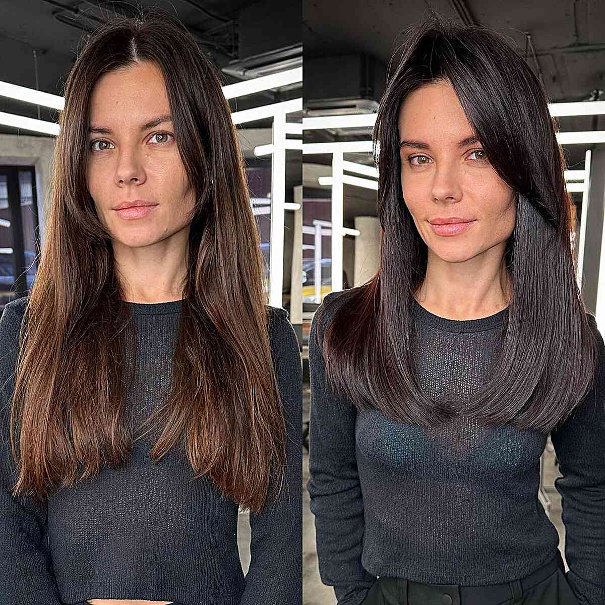 Long sleek straight hair hotsell