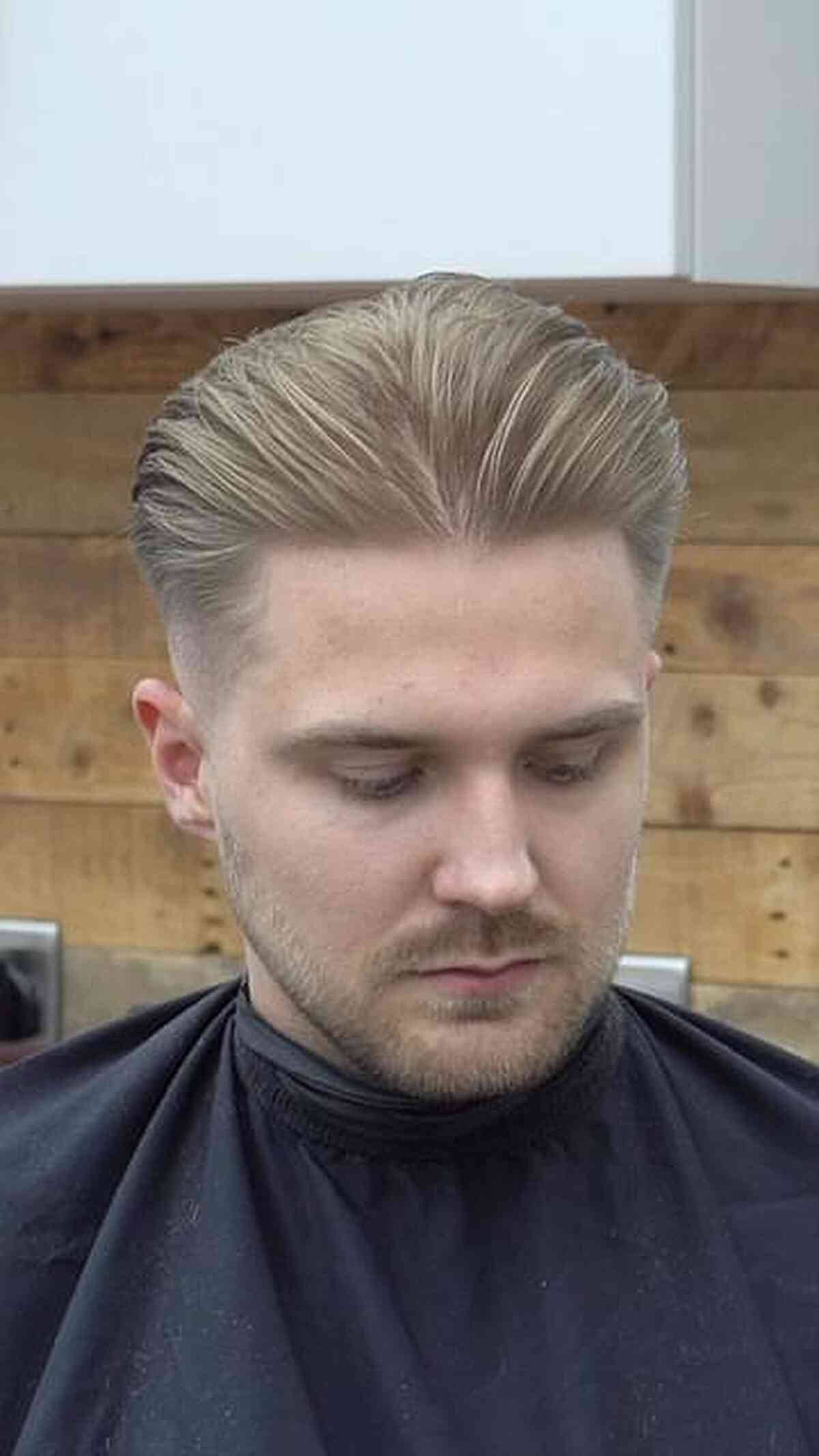 Slicked Back Straight Blonde Hair for Men