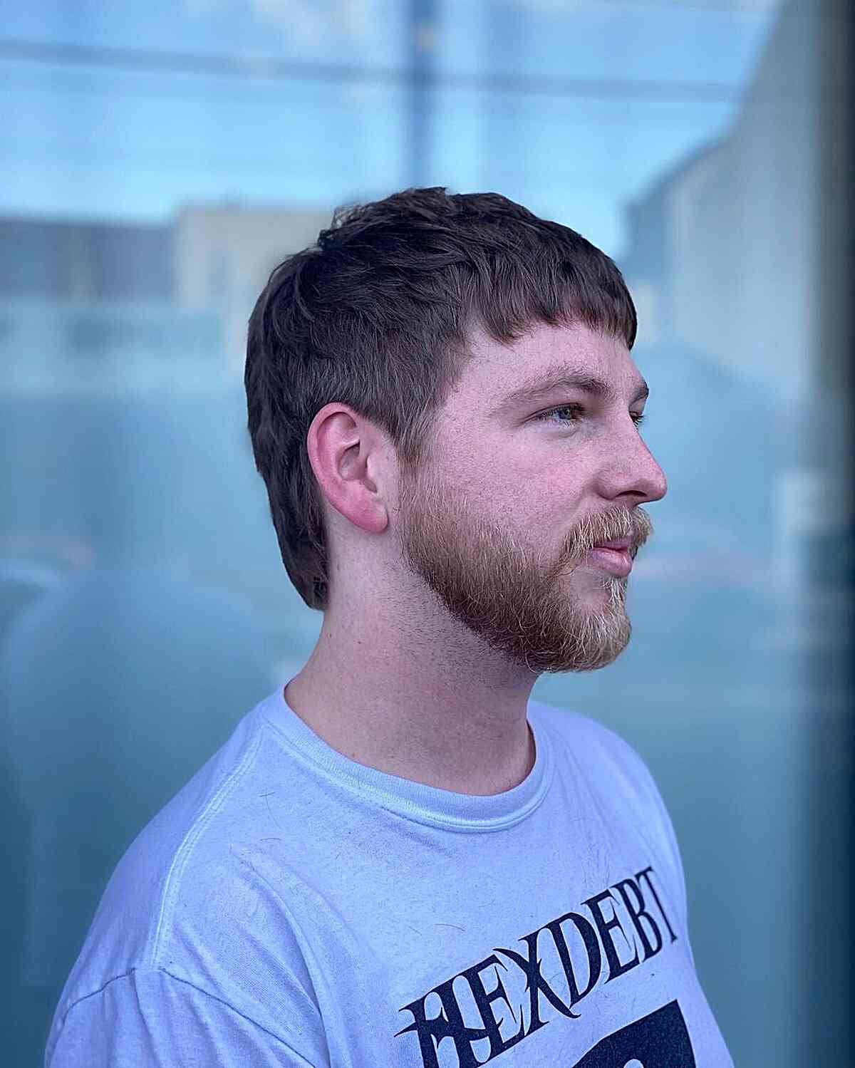 Soft and Short Mullet with Fringe for gentlemen