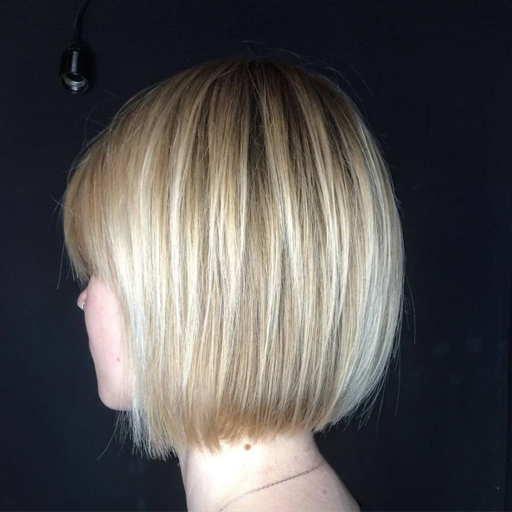 A classic Square blunt bob haircut for thin hair