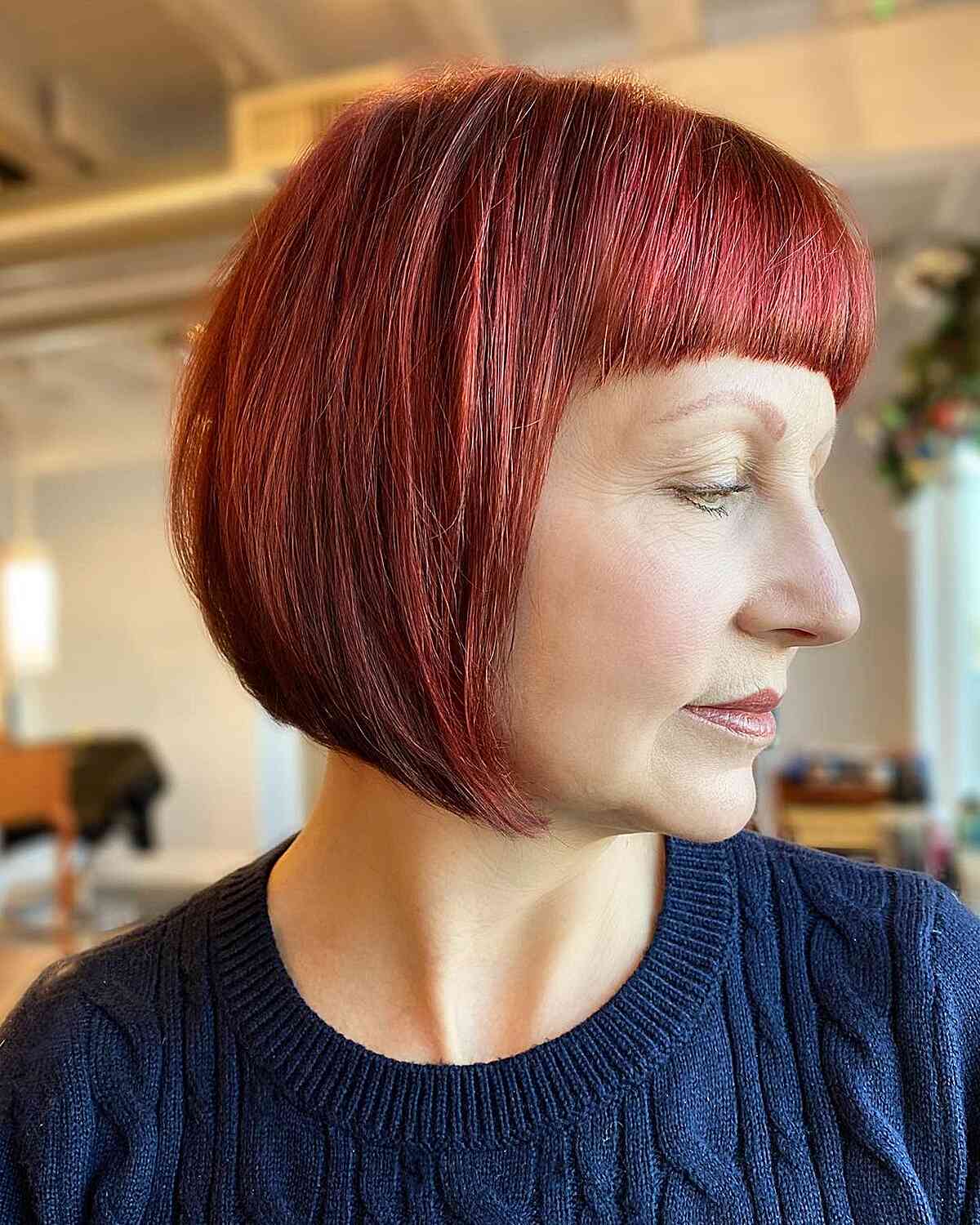 Short Stacked Bob with Bangs