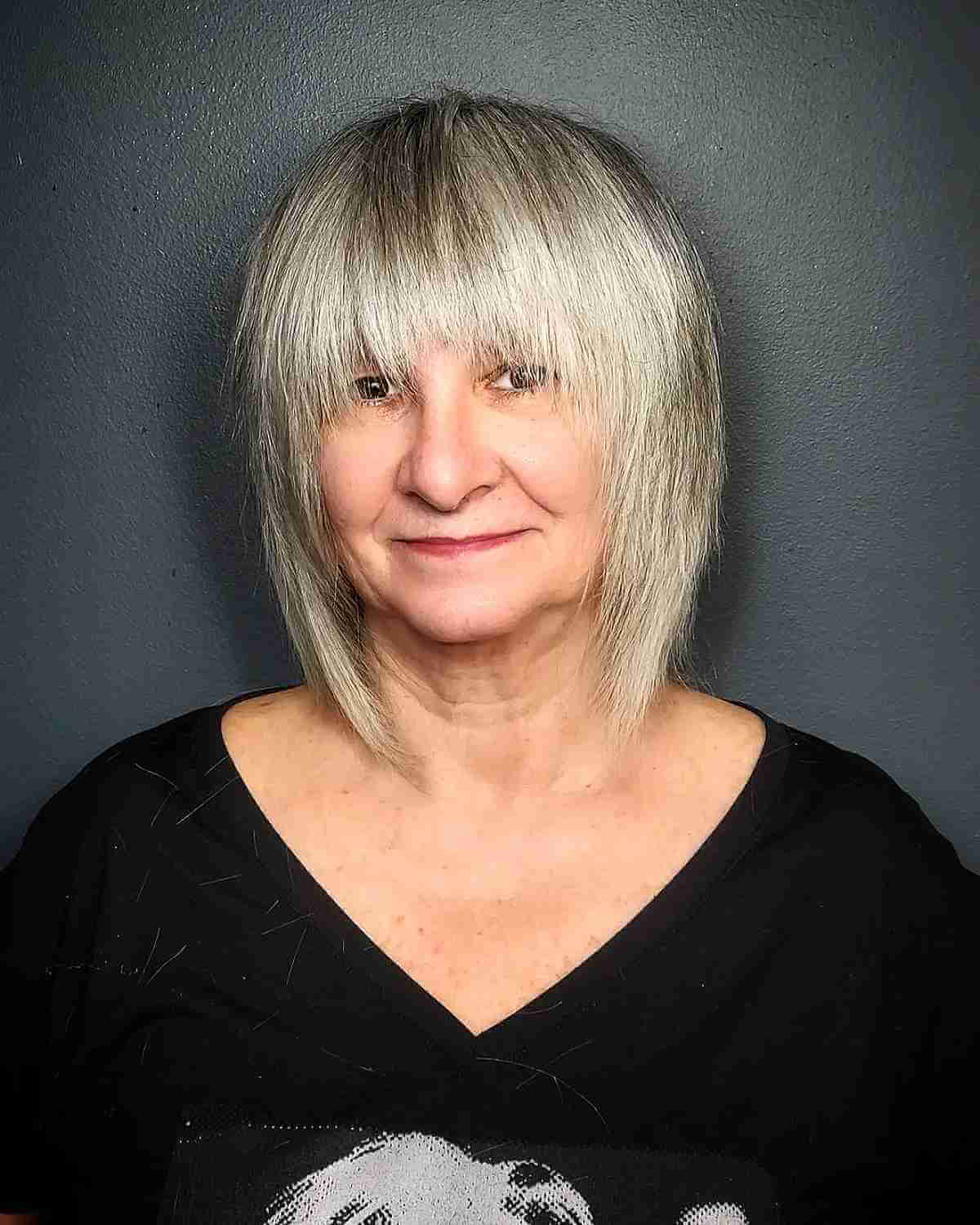 Modern Straight Shag Medium Hairstyle for Ladies Past 70