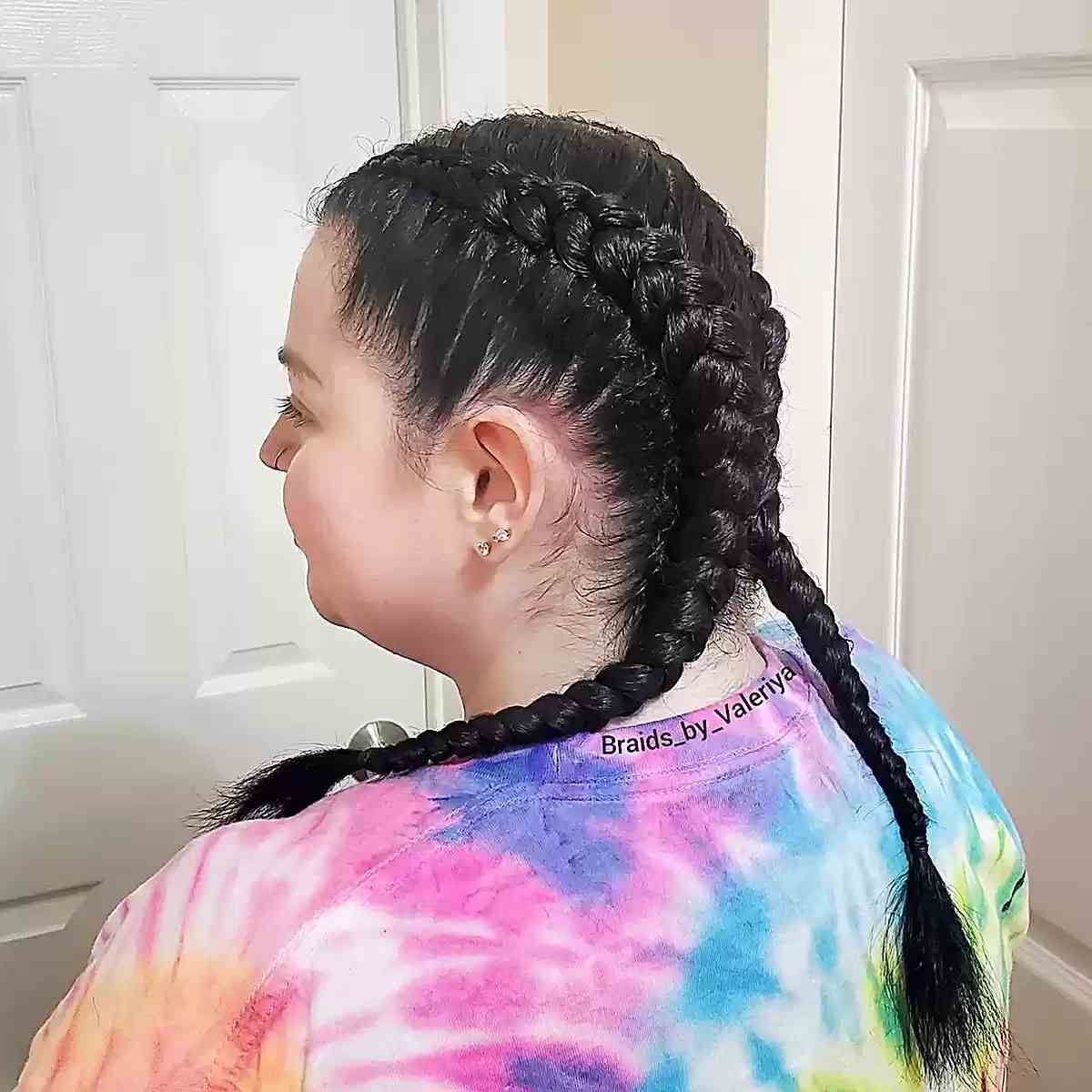 Mid Back-Length Super Tight Black Dutch Braids