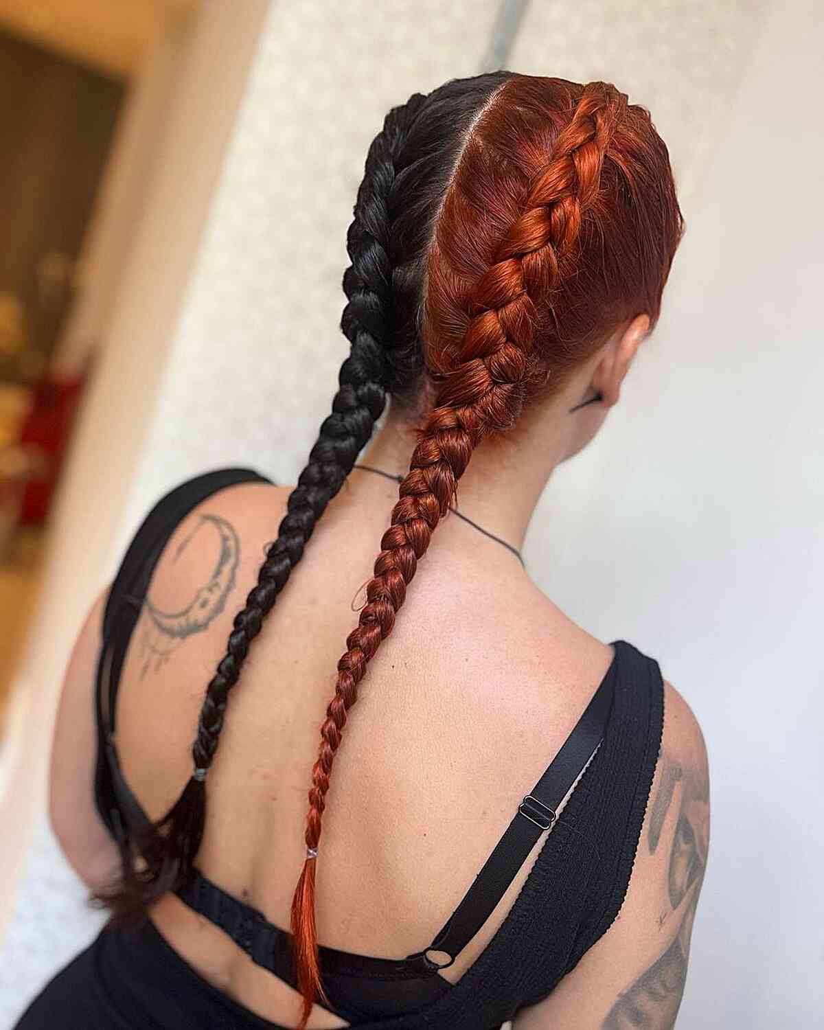 Long Two-Toned Double Dutch Braids