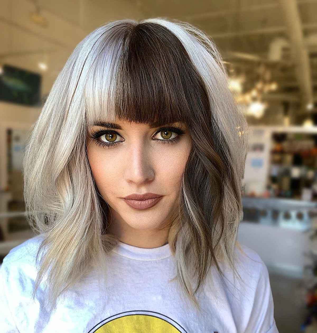 two-toned medium-length hair