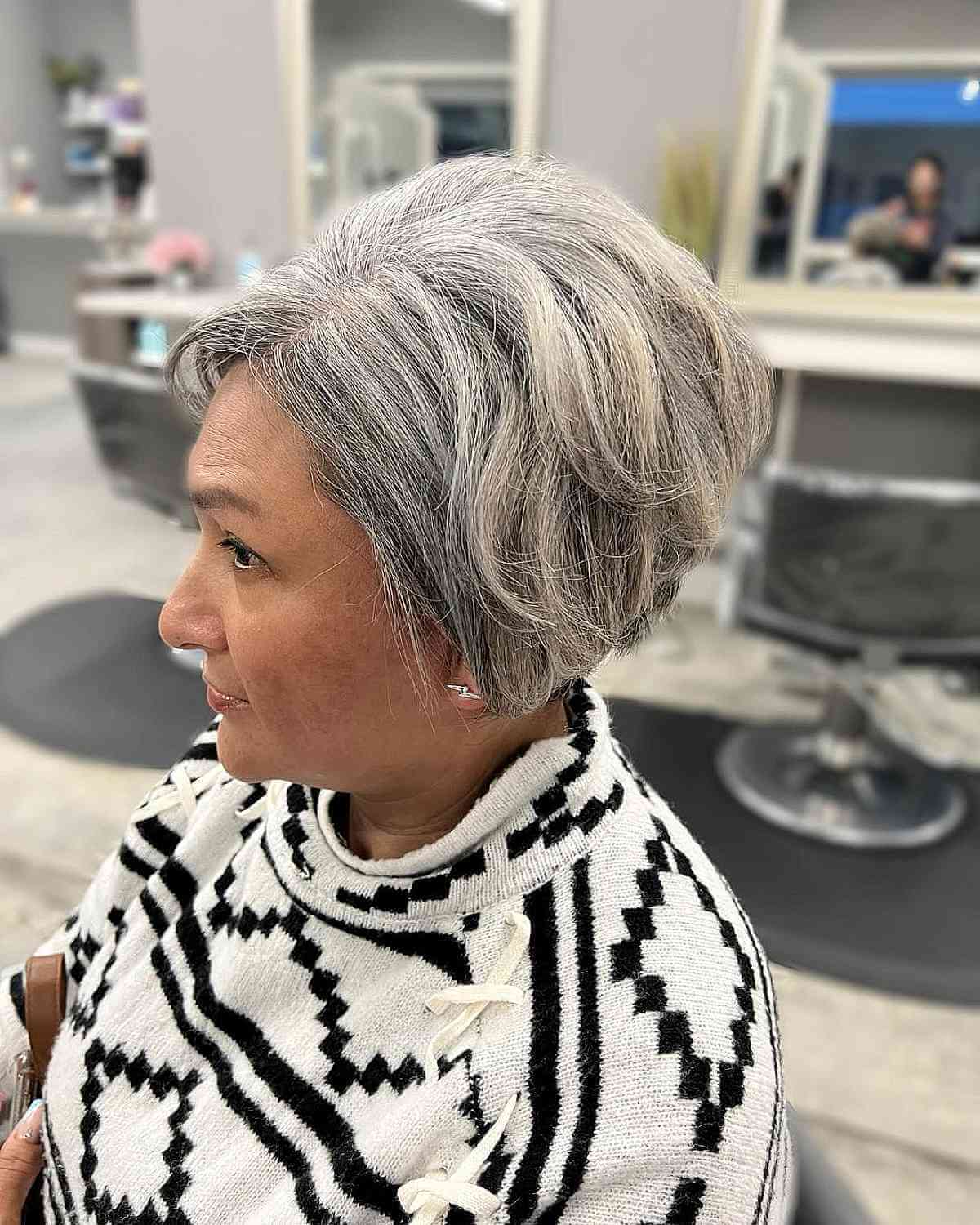 Wavy Feathered Bob at Ear-Length